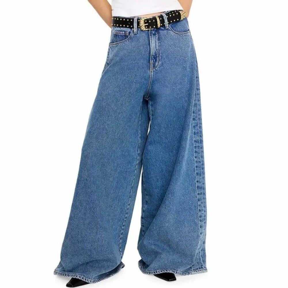 Good American Paneled Baggy Wide Leg Jeans size 2 / 26